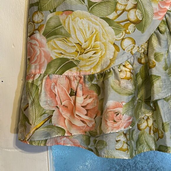 Express Women’s light blue multicolor floral asymmetrical ruffle skirt size 0 - Picture 3 of 7
